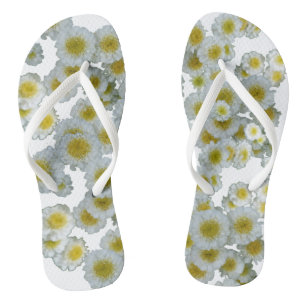 Weiß mit gelben Blume Flip Flops Badesandalen