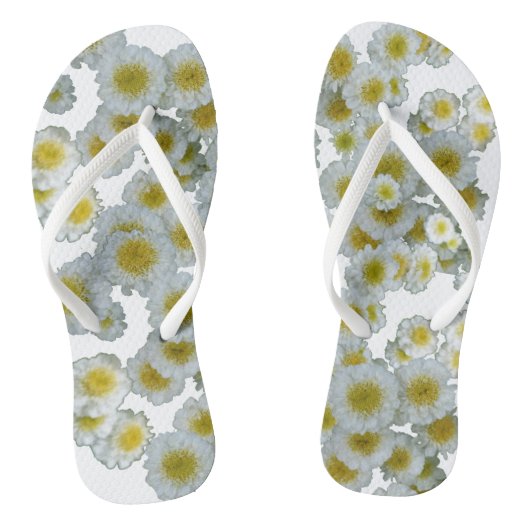 Weiß mit gelben Blume Flip Flops Badesandalen (Fußbett)