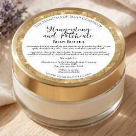 Weiß mit Gold Glitzer Border Cosmetics Jar Label Runder Aufkleber