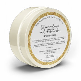 Weiß mit Gold Glitzer Border Cosmetics Jar Label Runder Aufkleber