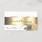 Weiß mit Golddekor und Niedliche Rose Blume Modern Visitenkarte (Vorderseite)