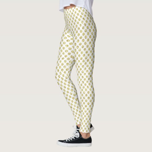 Weiß mit goldenen Punkten Leggings (Links)