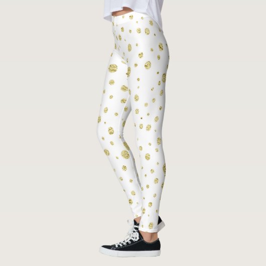 Weiß mit goldenen Punkten Leggings (Links)