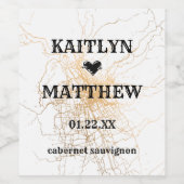 Weiß mit goldfarbenem abstraktem Muster Hochzeit Weinetikett (Einzelnes Label)