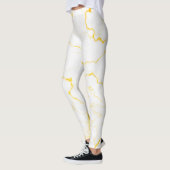Weiß mit goldfarbenem Marmormuster Leggings (Links)