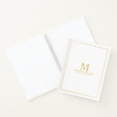 Weiß mit goldfarbenem Monogramm und Personalisiert Notizblock (Innenseite)