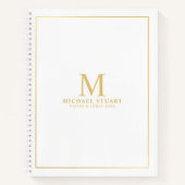 Weiß mit goldfarbenem Monogramm und Personalisiert Notizblock (Vorderseite)
