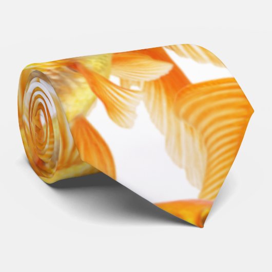Weiß mit Goldfischgeschenk Krawatte (Gerollt)