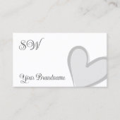 Weiß mit Gorgeous Graues Herz und Monogramm Niedli Visitenkarte (Vorderseite)