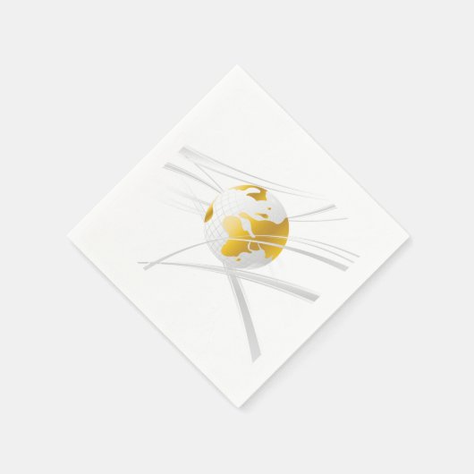 Weiß mit grauem Globe Papier Napkins Serviette (Ecke)