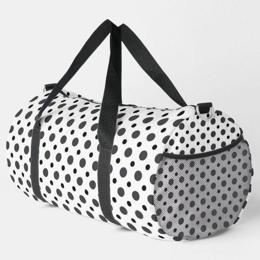 Weiss mit grauen und schwarzen Tupfen Duffle Bag (Rechte Ecke)