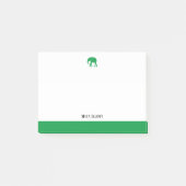 Weiß mit grünem Elefant & Border & Name Post-it Klebezettel (Vorderseite)