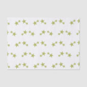 Weiß mit grünem Kalk-Sternen Seidenpapier (Vorderseite)