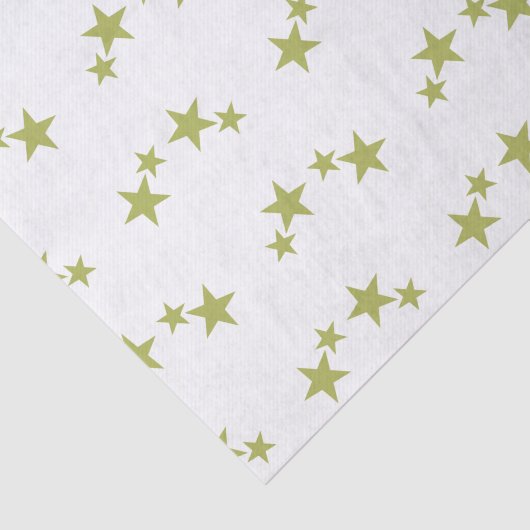 Weiß mit grünem Kalk-Sternen Seidenpapier (Ausschnitt)