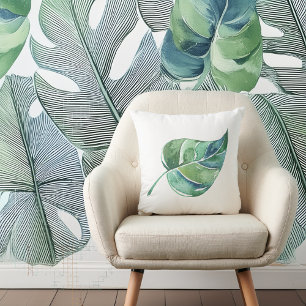 Weiß mit grünem Leaf-Design Kissen