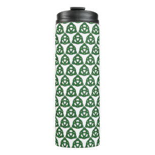 WEISS MIT GRÜNEN IRISCHEN KNOTENPATTERN THERMOSBECHER