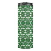 WEISS MIT GRÜNEN IRISCHEN KNOTENPATTERN THERMOSBECHER (Rückseite)