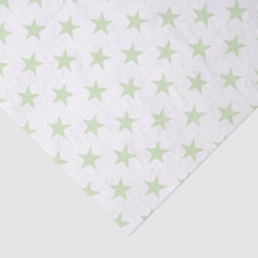Weiß mit grünen Sternen Seidenpapier (Ausschnitt)