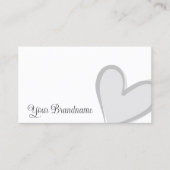 Weiß mit herrlichem grauem Herzen Modernes Niedlic Visitenkarte (Vorderseite)