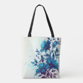 WEISS MIT HÜBSCHEN WASSERFARBBLUEN TASCHE (Rückseite)