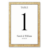 Weiß mit knackiger Goldbrille Hochzeit Tischnummer (Vorderseite)