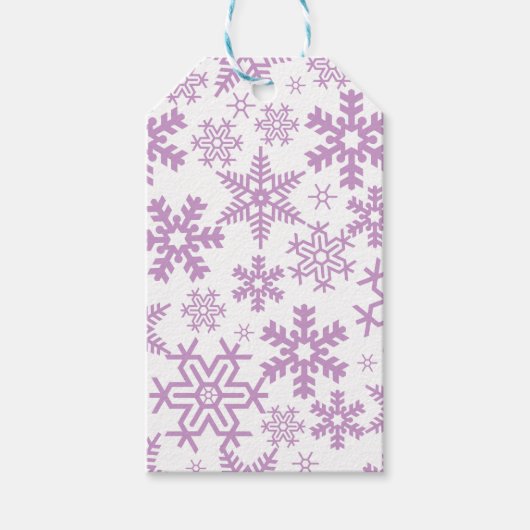 WEISS MIT LILA WINTERSCHNEEFLÖCKCHEN GESCHENKANHÄNGER (Vorderseite)