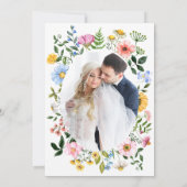 Weiß mit Minimalistischem Foto mit grüner Blüte Ho Einladung (Rückseite)