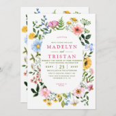 Weiß mit Minimalistischem Foto mit grüner Blüte Ho Einladung (Vorne/Hinten)