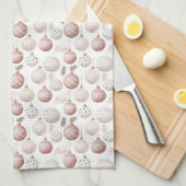 WEISS MIT PASTEL PINK & WHITE ORNAMENTS GESCHIRRTUCH (Viertel Falte)