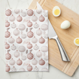 WEISS MIT PASTEL PINK & WHITE ORNAMENTS GESCHIRRTUCH