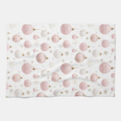 WEISS MIT PASTEL PINK & WHITE ORNAMENTS GESCHIRRTUCH (Horizontal)
