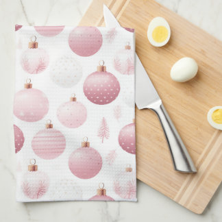 WEISS MIT PASTEL PINK & WHITE ORNAMENTS GESCHIRRTUCH