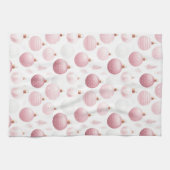 WEISS MIT PASTEL PINK & WHITE ORNAMENTS GESCHIRRTUCH (Horizontal)