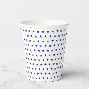WEISS MIT PATRIOTISCHEN BLAUE STERNEN PAPPBECHER