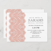 Weiß mit Peach Lace Brautparty Party Einladung (Vorne/Hinten)