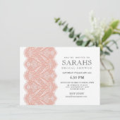 Weiß mit Peach Lace Brautparty Party Einladung (Stehend Vorderseite)