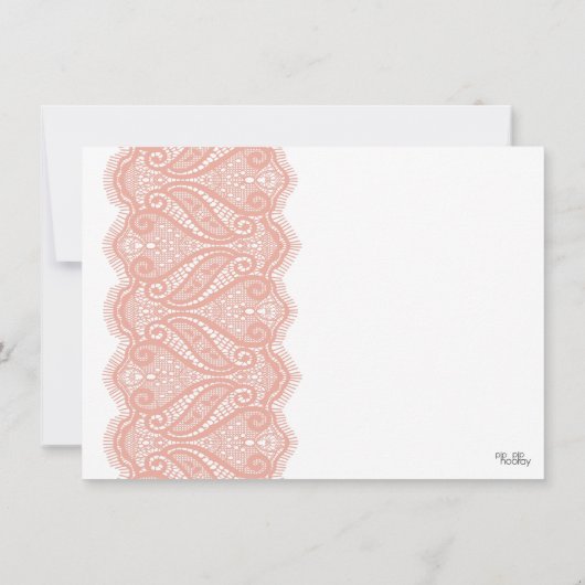 Weiß mit Peach Lace Brautparty Party Einladung (Rückseite)