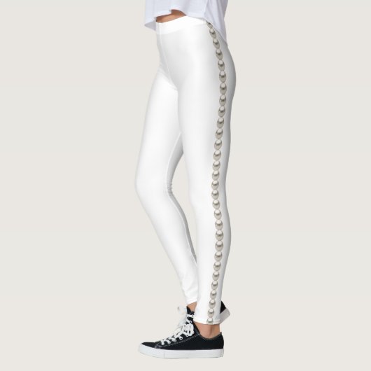 Weiß mit Perlen Leggings (Links)