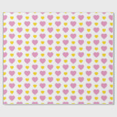 WEISS MIT PINK & GELBEN HERZEN GESCHENKPAPIER (Flach)