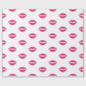 WEISS MIT PINK VALENTINSTAG LIPS GESCHENKPAPIER (Flach)