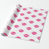 WEISS MIT PINK VALENTINSTAG LIPS GESCHENKPAPIER (Ungerollt)