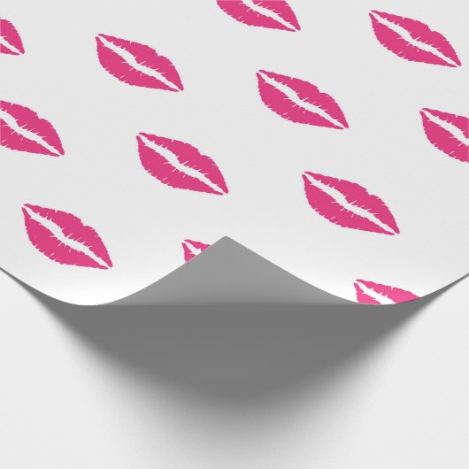 WEISS MIT PINK VALENTINSTAG LIPS GESCHENKPAPIER (Ecke)