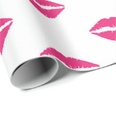 WEISS MIT PINK VALENTINSTAG LIPS GESCHENKPAPIER (Rolleneckpunkt)