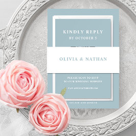 Weiß mit Pulverfarbe, blau | Hochzeit Einladungsbanderole