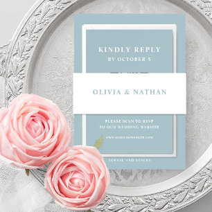 Weiß mit Pulverfarbe, blau Hochzeit Einladungsbanderole