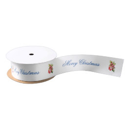 Weiß mit Red Holly Berries Gift Wrapping Satinband