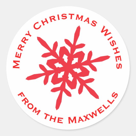 Weiß mit Red Snowflake Envelope Closure Sticker (Vorderseite)