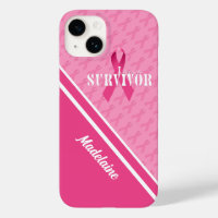 Weiß mit rosa Ribbon Cancer Survivor