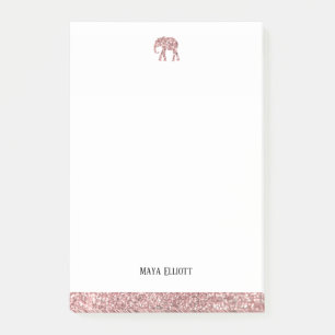 Weiß mit Rose Gold Imitate Glitzer Elephant & Bord Post-it Klebezettel