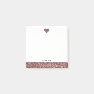 Weiß mit/Rose Gold Imitate Glitzer Herzlich Willko Post-it Klebezettel